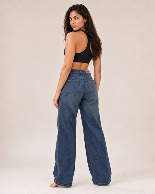 Jean wide leg para mujer con acabado vintage | HYE Ref. 1966