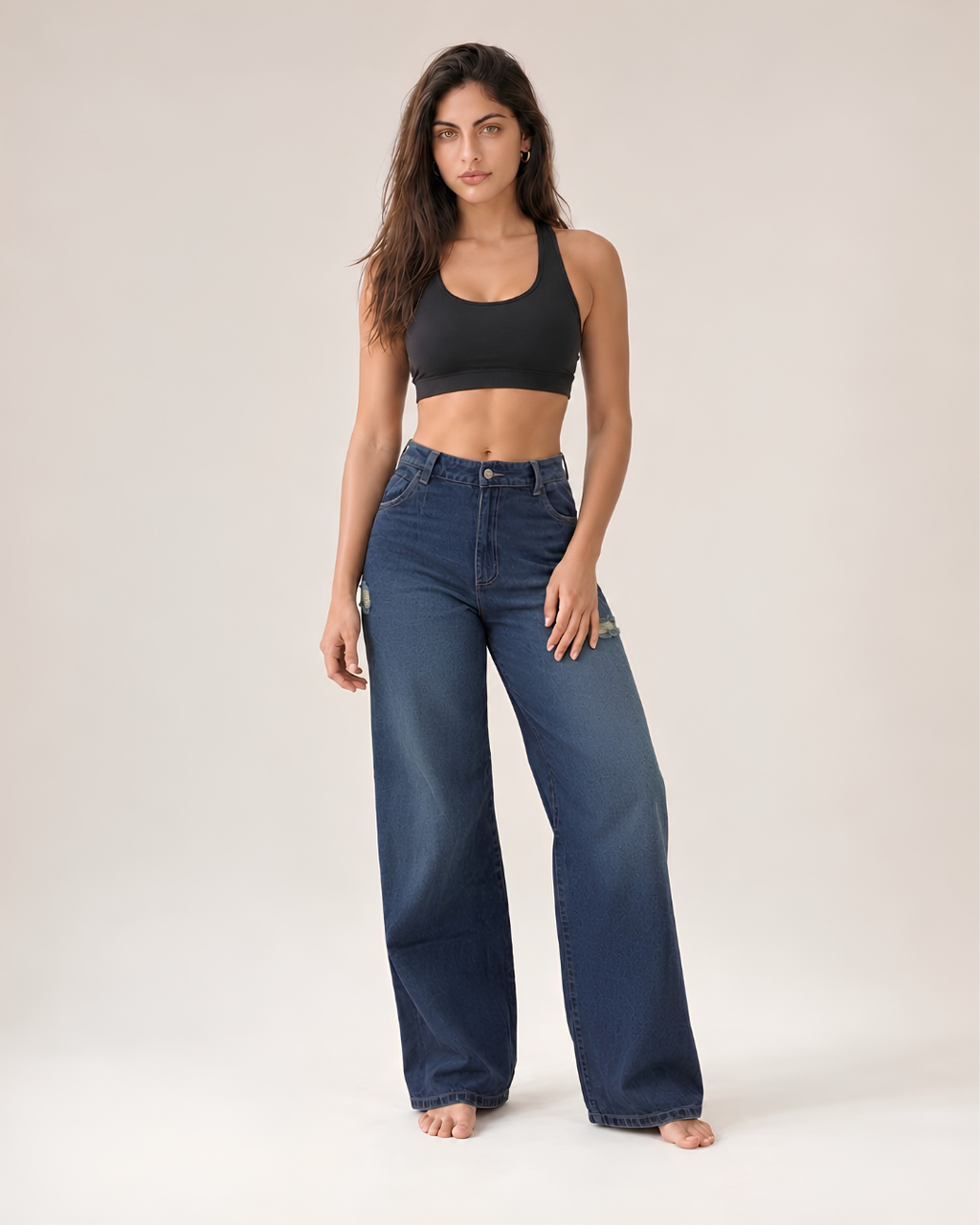 Jean wide leg para mujer con acabado vintage | HYE Ref. 1966