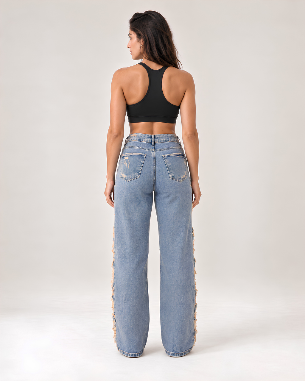 Jean wide leg híbrido para mujer con rotos | HYE Ref. 2040